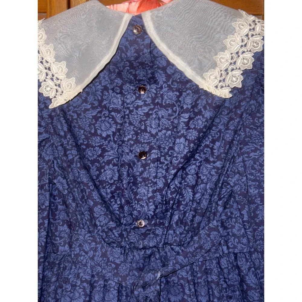 Vintage Bonnie Jean Union Made USA Girls Size 16 Navy Lace Party Holiday Dress